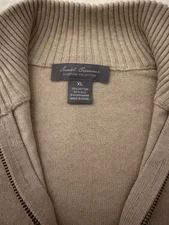 Daniel Cremieux Mens 1/4 Zip Sweater XL Cream Color
