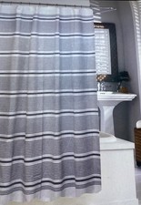 Madison Studio Stripe Shower Curtain 72 x72 Gray White NWT