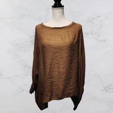 Grade & Gather Blouse Boxy Smock Cuff Dolman Sleeves Olive Green SM/MED