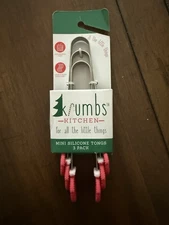 Krumbs Mini Silicone Tongs, Kitchen Chef's Collection, Hand Shape, Set of 3