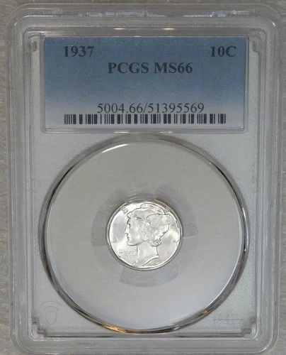 1937 Mercury Dime PCGS MS66 Frosty White PQ Just Graded New Holder #J153K