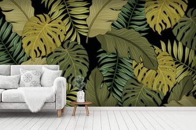 3D Tropical Plant Leaves Wall Murals Wallpaper Murals Wall Sticker