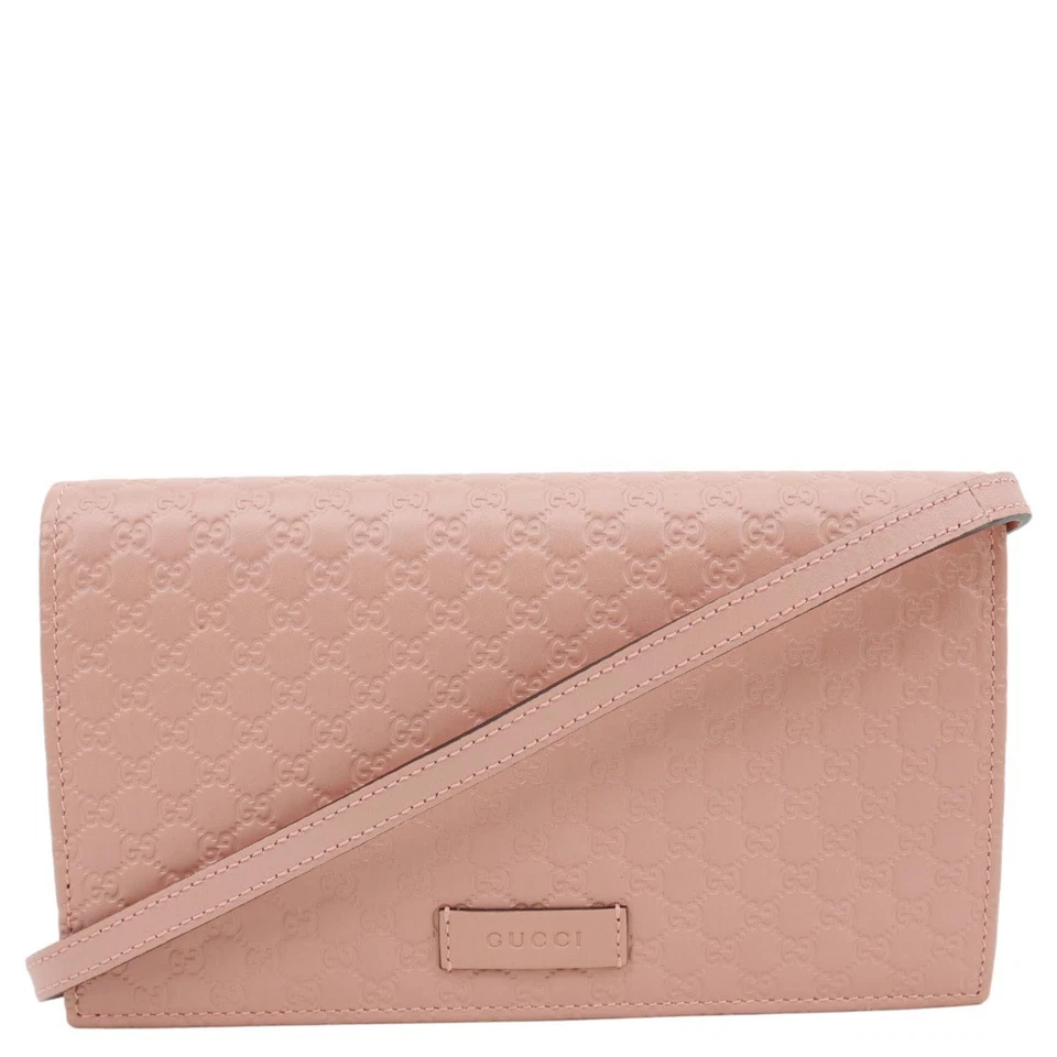 GUCCI Micro GG Cartera Bandolera Cuero Rosa 466507
