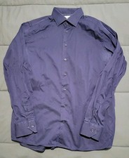 Eton modernes dunkelblaues Langarmhemd Größe 17 43