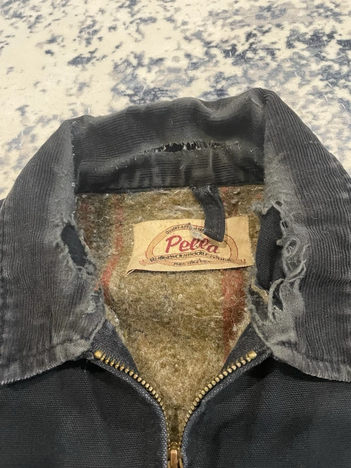 Black Detroit Style Pella Jacket With A Distressed Look, Size Large, Fits Boxy - Image 4 of 4