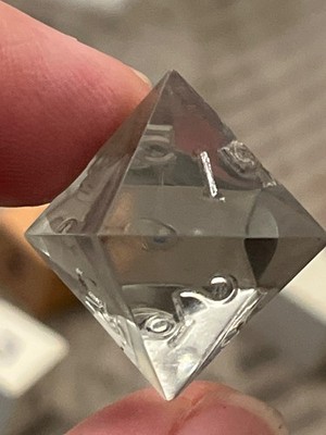 Older vintage Gamescience d8 clear smoke gem uninked rpg ad&d dice 120723@