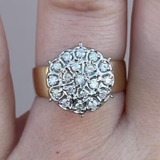 Unisex 14K Multi-Tone Gold Round-Cut Lab Grown/CVD Cluster Style Diamond Ring