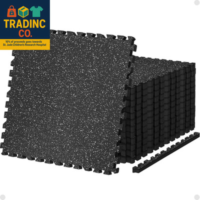 0.79In Thick 24 Sq Ft Exercise Equipment Mats, 6 Tiles Upgraded Rubber Top with 