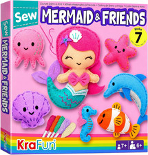 Kids Sewing Kit Mermaid Sea Animals Craft Set with 7 Projects for Ages 6 Plus