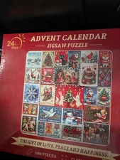 Jigsaw Puzzle Advent Christmas Calendar 1000 Pc Postage stamp Christmas 24 Days