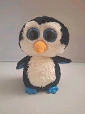 Ty Beanie Baby Waddles Penguin Plush Animal toy Blue Sparkle Glitter Eyes