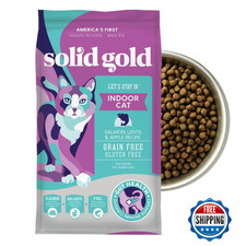 Solid Gold 12lb Indoor Salmon Dry Cat Food Adult Grain-Free Probiotics Fiber