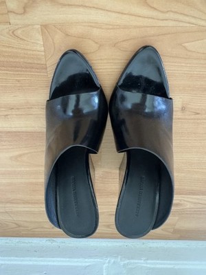 NEW Black Alexander Wang Wedge Soft Patent Leather Sandals Size 35.5