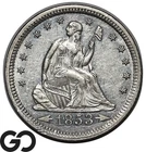 1853 Seated Liberty Quarter, Arrows & Rays, Uncirculated Details, Sharp Key Date