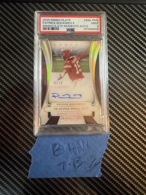 2025 Immaculate Patrick Mahomes 3 Time Super Bowl MVP On Card Auto!! /10 PSA 9