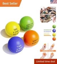 Compact Stress Relief Balls - 4 Pack with Inspirational Quotes for Kids & Adults