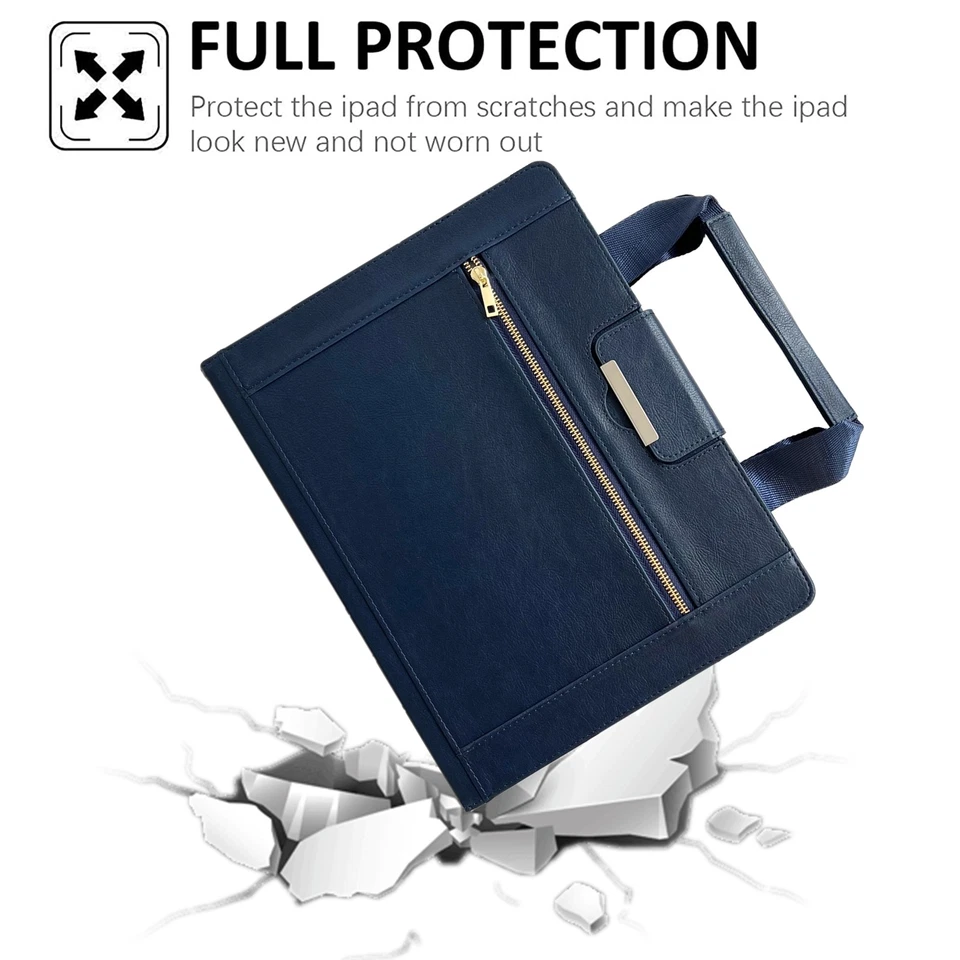 For 10 Inch Universal Tablet Zipper Wallet Folding Stand PU Leather HandBag Case - Image 4 of 4