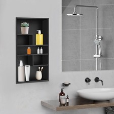 Recessed Wall Niche Cabinet 24" x 14" Matte Black Stainless Steel Shower Niche
