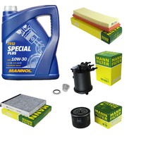 MANN-FILTER Inspektionspaket Mannol 5L Special Plus 10W-30 FüR Renault ScéNic I