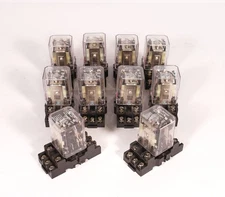 (Lot of 10) Tyco Electronics KUP-14D15-12 DC 3PDT Power Relay w/ Base Socket