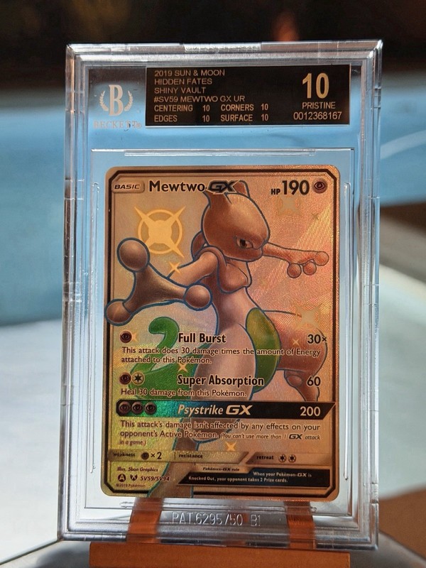 2019 Pokemon Sun & Moon Hidden Fates Shiny Mewtwo GX #SV59 BGS 10 BLACK LABEL