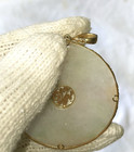 LARGE JADE 14k GOLD CHINESE disk donut PENDANT - 2 inches across — photo 7