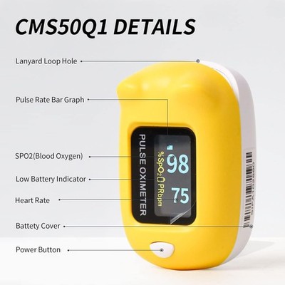 CONTEC CMS50Q1 Kinder Sauerstoffmessgerät Fingerpulsoximeter SPO2 PR Monitor