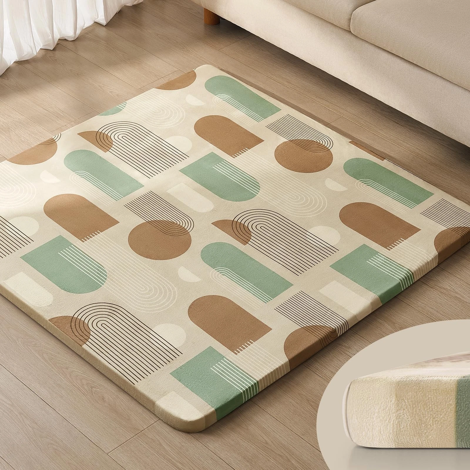 1.3" Thick Baby Play Mat, 50x50 Playpen Mat with Removable & Washable Cover, ...