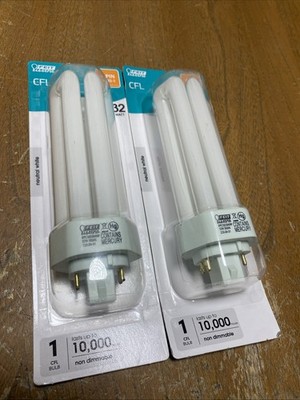 Feit Electric COMPACT FLUORESCENT ￼Tube Light 4Pin 3500k Neut White 32W Lot Of 2