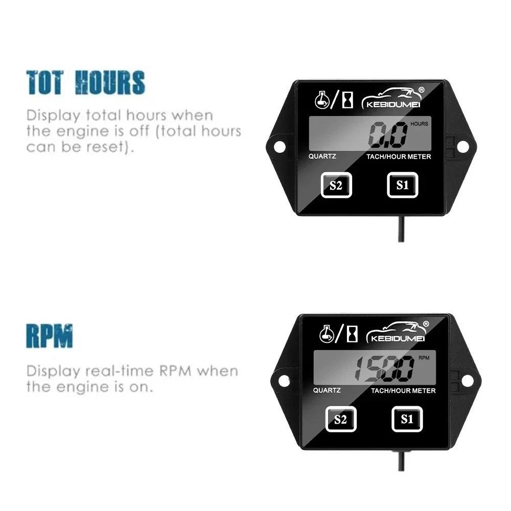 Tacómetro Inductivo Medidor Motor RPM Medidor Motor Tacómetro Medidor de Hora Digital