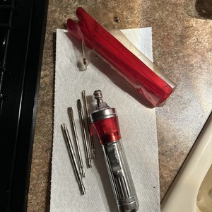 Vintage Illuminated Screwdriver Flashlight with original bits & case 