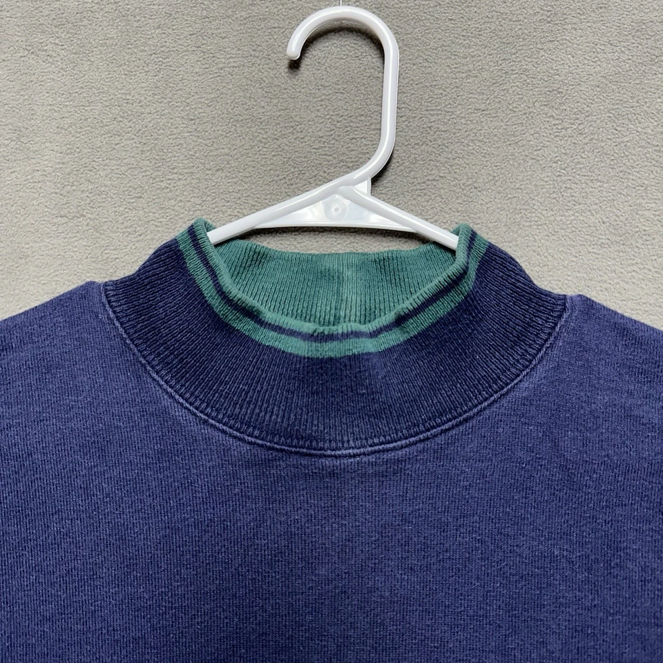 Vintage Thatcher Cross Rugby Shirt Mens Large Blue Color Block Striped Mock Neck - Image 3 of 4