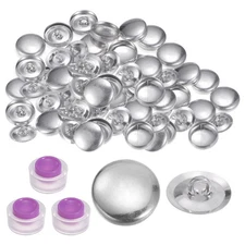 30 Sets Self Cover Button Kit 15mm Aluminum Button with Tools