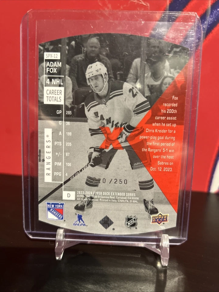 2023-24 Upper Deck Series Extended Adam Fox Red Holoview /250 #SPX-12 - Image 2 of 2