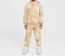 NIKE Boys Lightweight Fleece Hoodie/Pant Set Tan Hemp - Medium 6 NWT