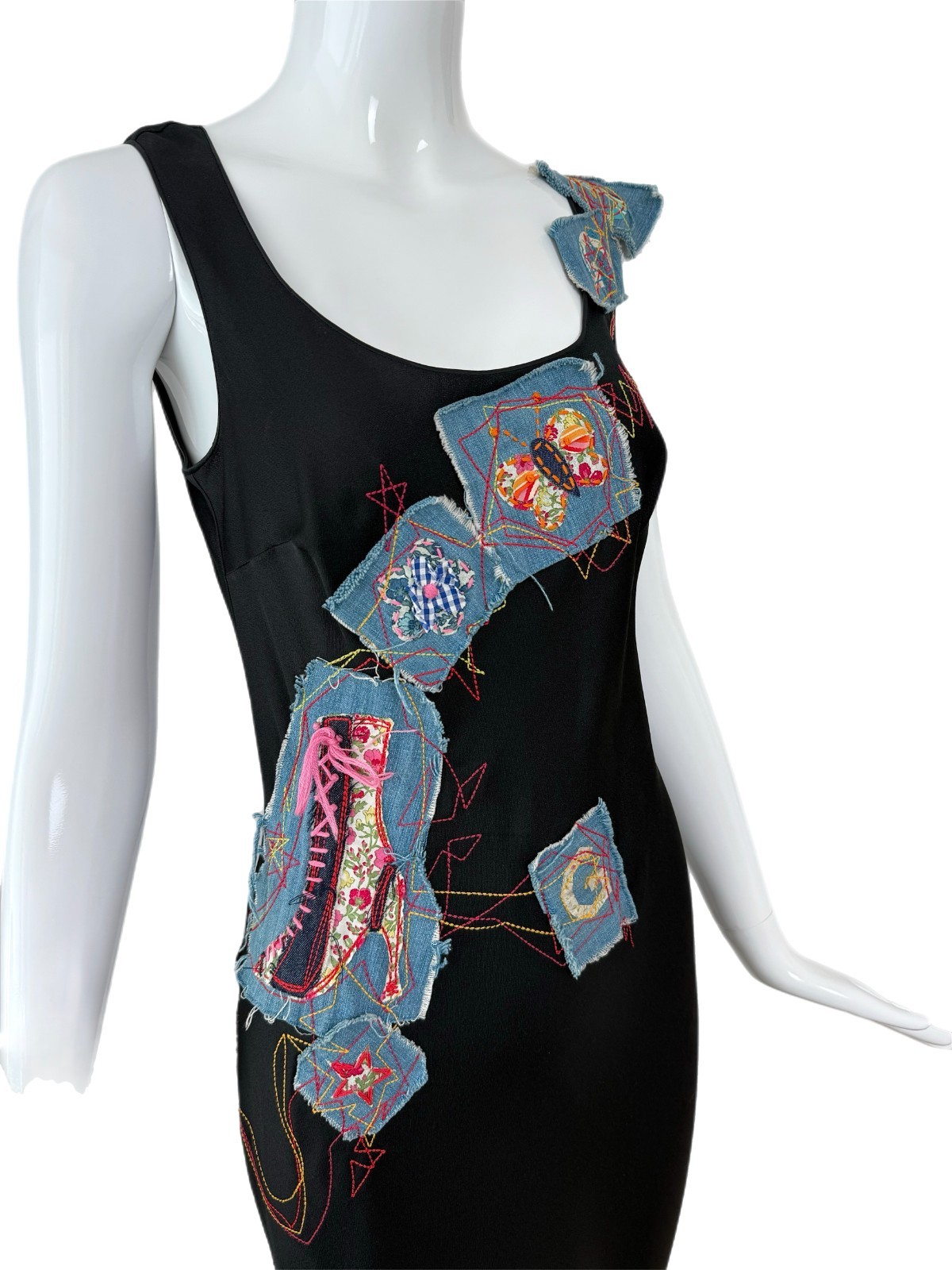 JOHN GALLIANO 2002 Vintage 3D Y2K Patchwork Embroidered Evening Gown Maxi Dress image 3