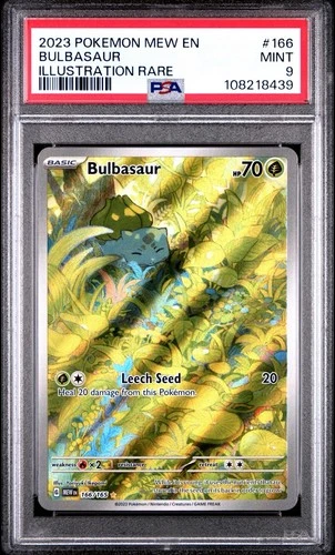 2023 POKEMON MEW EN-151 ILLUSTRATION RARE #166 BULBASAUR PSA 9