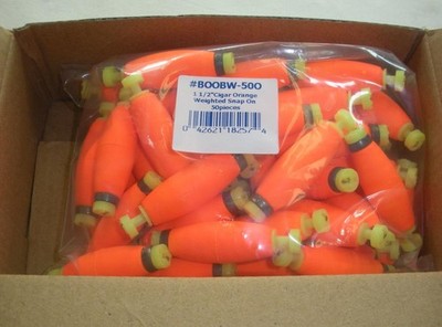 Betts B00BW-50O 1.5'' Gewichtete SnapOn Foam Flo Glo Cigar Float Orange, 50 Stück
