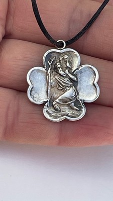 Kleeblatt Kleeblatt Sterlingsilber St Christophorus Anhänger 