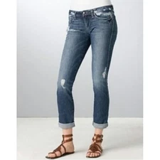 Joes Jeans Chelsea Fit Distressed Rolled Cuff Klum 29 Cropped Destroyed Straight