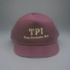 Vtg Burgundy TPI (Tork Products, Inc.) Snapback Rope gold TPI embroidered logo.