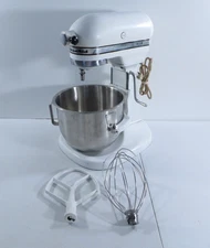 KitchenAid Hobart Model K5-A White 10 Speed Lift Stand Mixer W/ Bowl Attachments