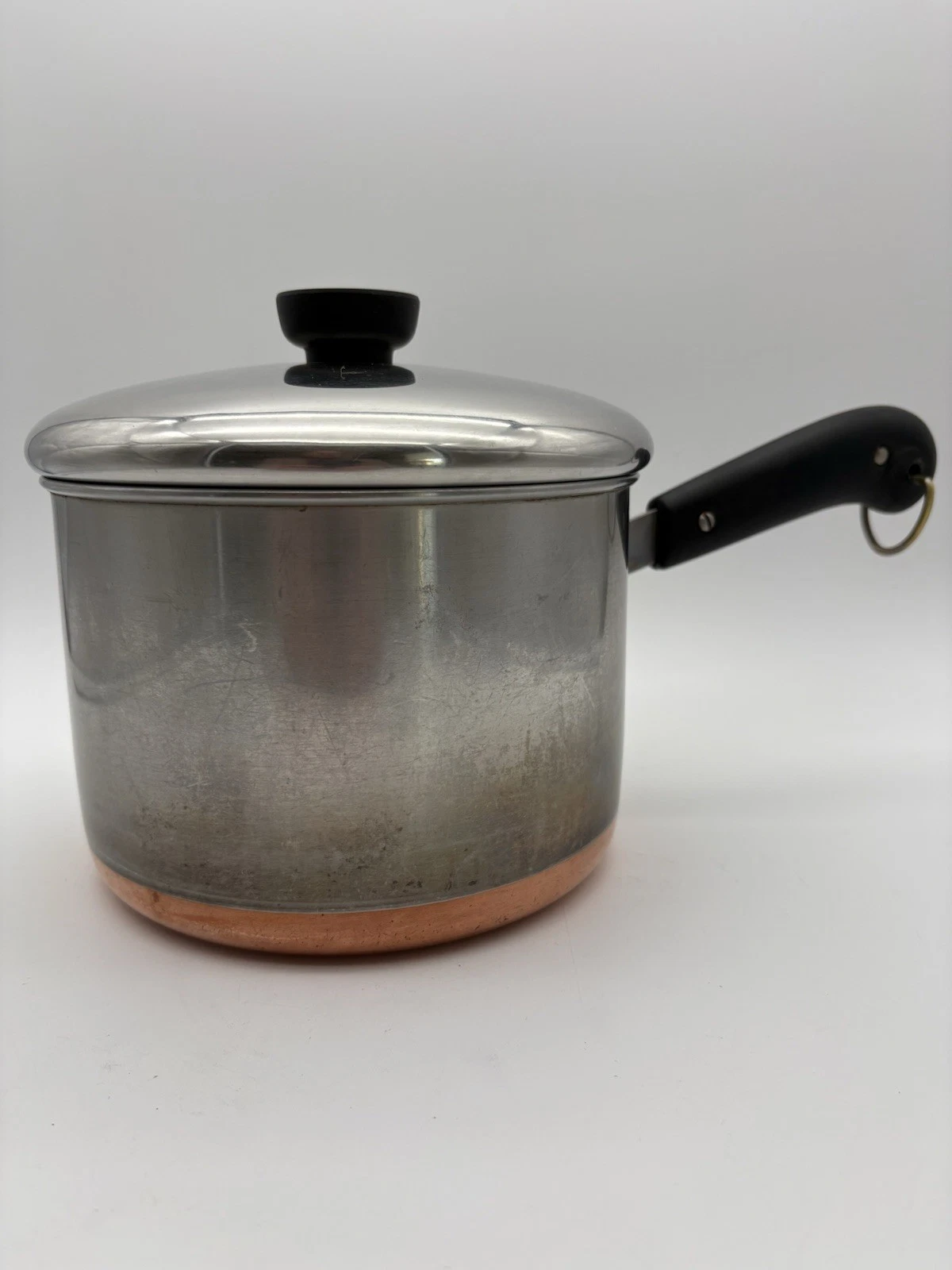 Vintage Revere Ware 3 qt Sauce Pan, Copper Bottom, Stainless Steel, Lid Pre-1968