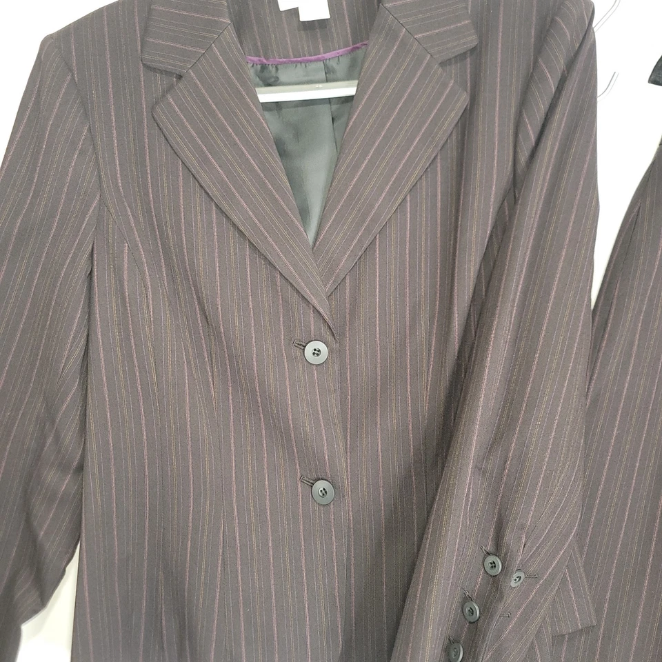 Worthington De Colección Conjunto Pantalón Y2K Talla 10/Traje Talla 12 Forrado a Rayas Pierna Ancha Para Mujer Foto 4 de 4