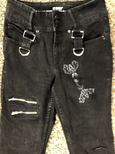 Hot Topic Denim Hi-Rise Super Skinney Womens 5 Stretch Jeans Punk Goth Emo - Picture 2 of 9