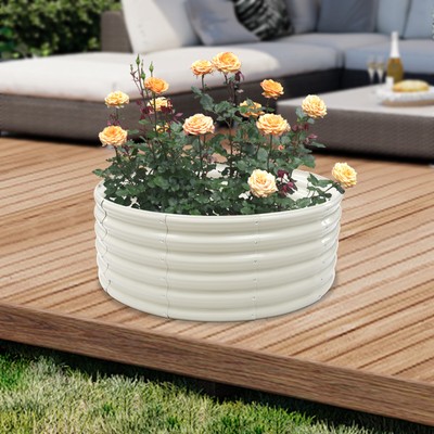 17×42'' Round Raised Garden Bed,Outdoor Metal Flower Bed,Patio Ground Planter Box