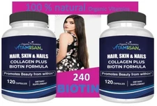 2  Hair, Skin & Nails for Women, Biotin, COLLAGEN 240 CAPSULES HIGH POTENCY 