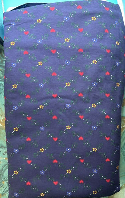Light Weight Knit Fabric Vintage Dark Blue Red Blue Yellow Flower Print 3 Yds