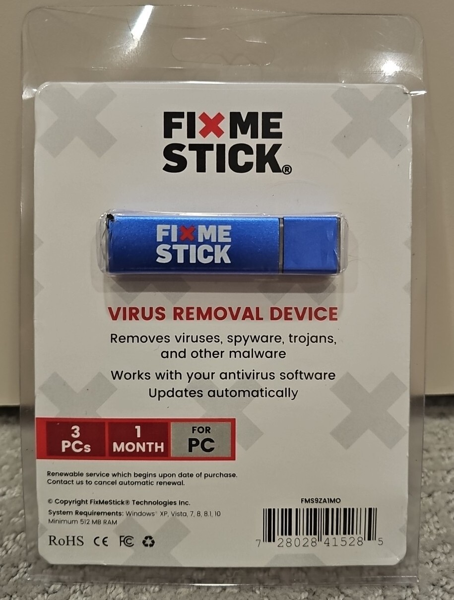Fix Me Stick Virus Removal Device USB Dongle Spyware Trojans Malware
