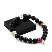 Armband Perlen Schwarzer Achat + Titanquarz + Mehrfarbige HäMatit 8 Hergestellt